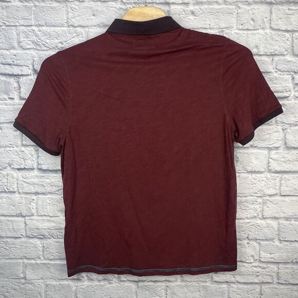 Carbon 2 Cobalt Shirt Mens Burgundy Red Casual 4 Button Polo Cotton Size Large - Picture 3 of 7